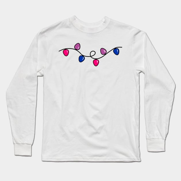 Xmas Lights - Bisexual Pride Flag Long Sleeve T-Shirt by Lez Hang Out 